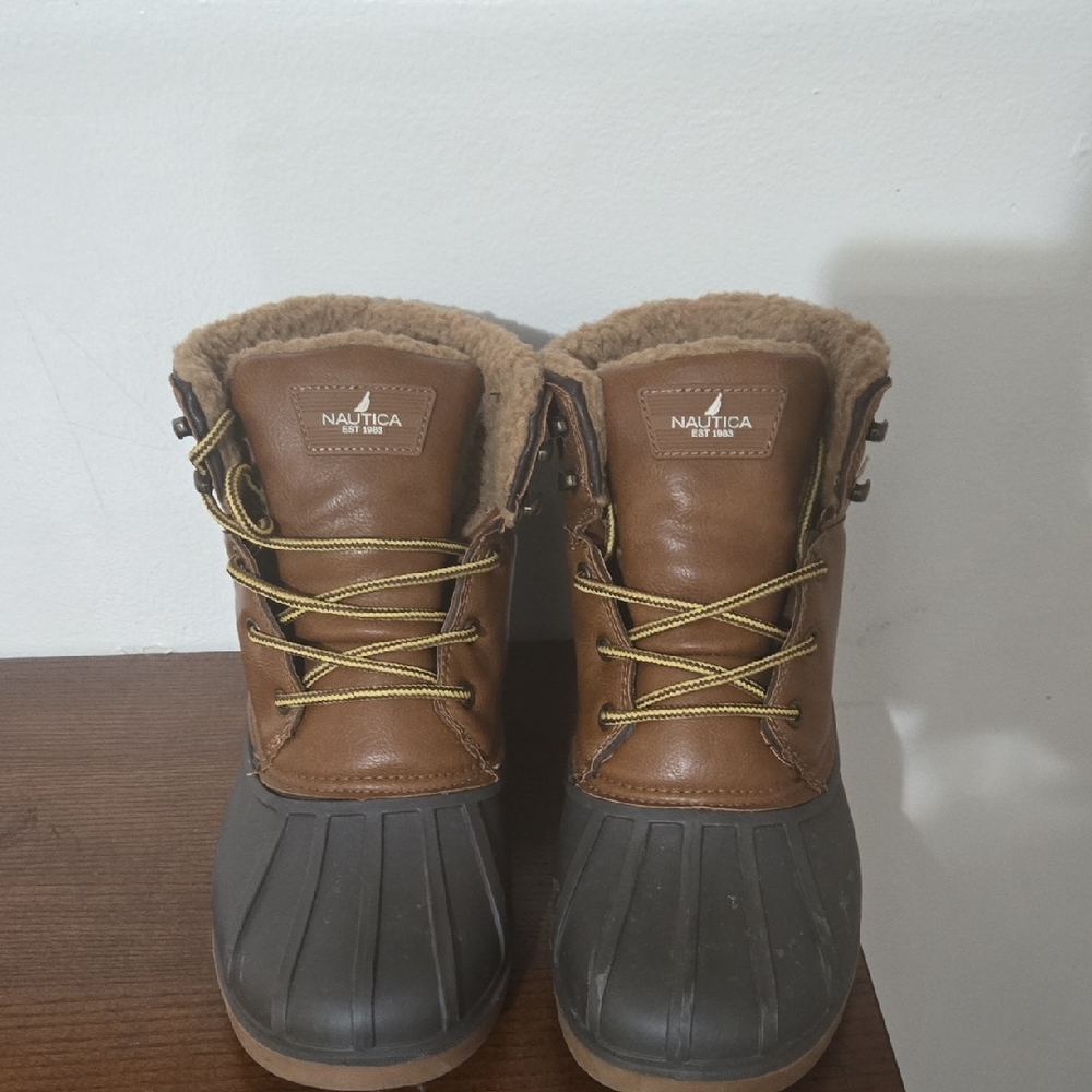 Nautica Tan and Gray Duck Boots